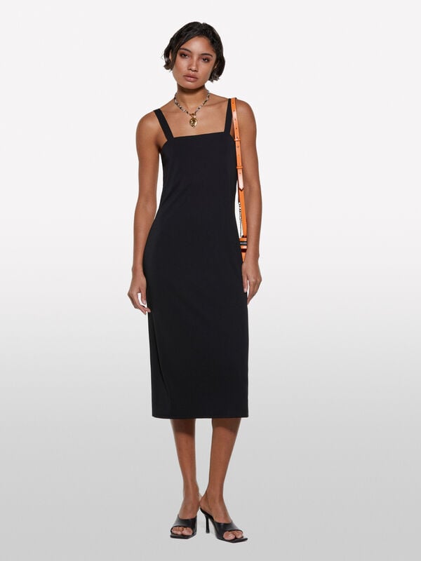 Vestito nero con obl&ograve; - vestiti midi da donna | Sisley