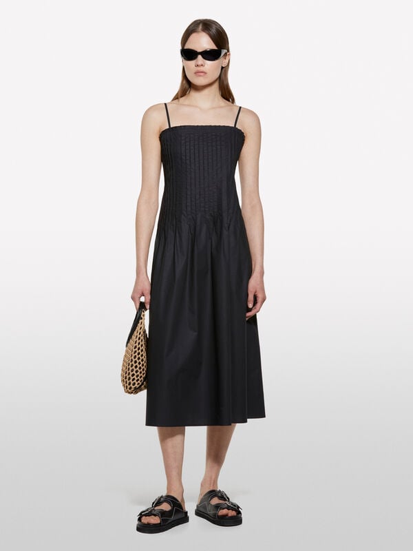 Vestito midi nero svasato - vestiti midi da donna | Sisley