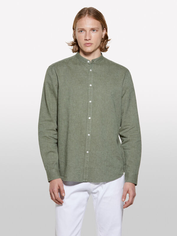 Camicia alla coreana verde - camicie regular da uomo | Sisley