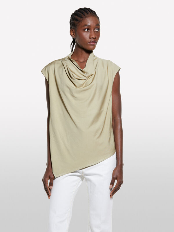 Top verde militare drappeggiato - bluse da donna | Sisley