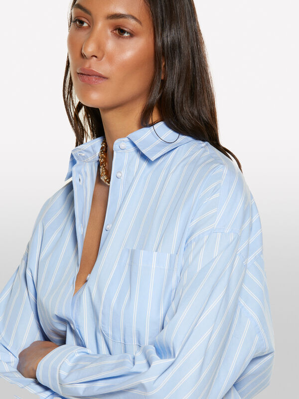 Camicia over a righe azzurra - camicie da donna | Sisley