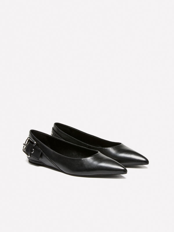 Ballerine nere in pelle con fibbia - scarpe basse donna | Sisley