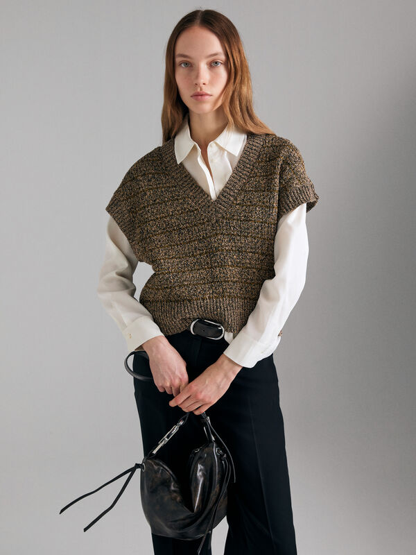 Gilet in maglia moulin&eacute; - maglie scollo a v da donna | Sisley