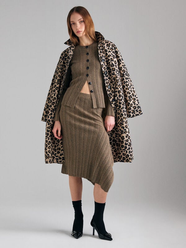 Gonna a costine con drappeggio - gonne midi, longuette donna | Sisley