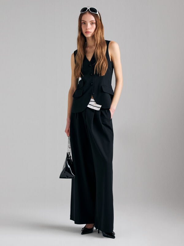 Pantaloni con contrasto - pantaloni palazzo da donna | Sisley