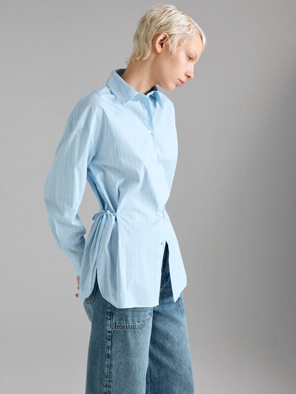 Camicia a righe con laccetti - camicie da donna | Sisley